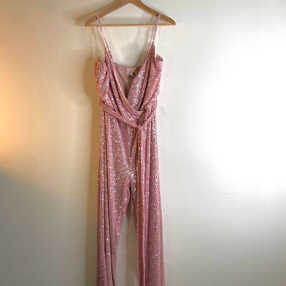 Fashion Nova Pink Sequin Jumpsuit - Picture 1 of 4